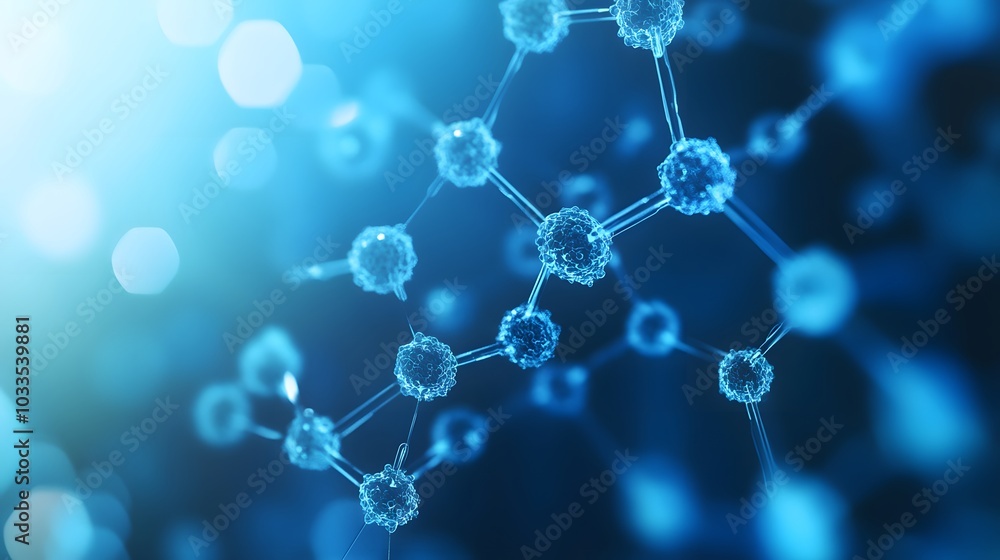 Aufkleber abstract representation of a molecular structure with blue spheres and connecting lines