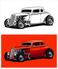 Custom Culture Hotrod Car Illustration 05 