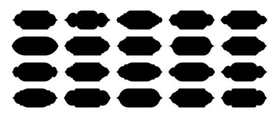 Islamic frames, oriental style objects. Arabic shapes, windows and arches. Traditional ornamental banner, frame. Muslim holidays, Ramadan Kareem. Modern eastern architecture. Vector illustration