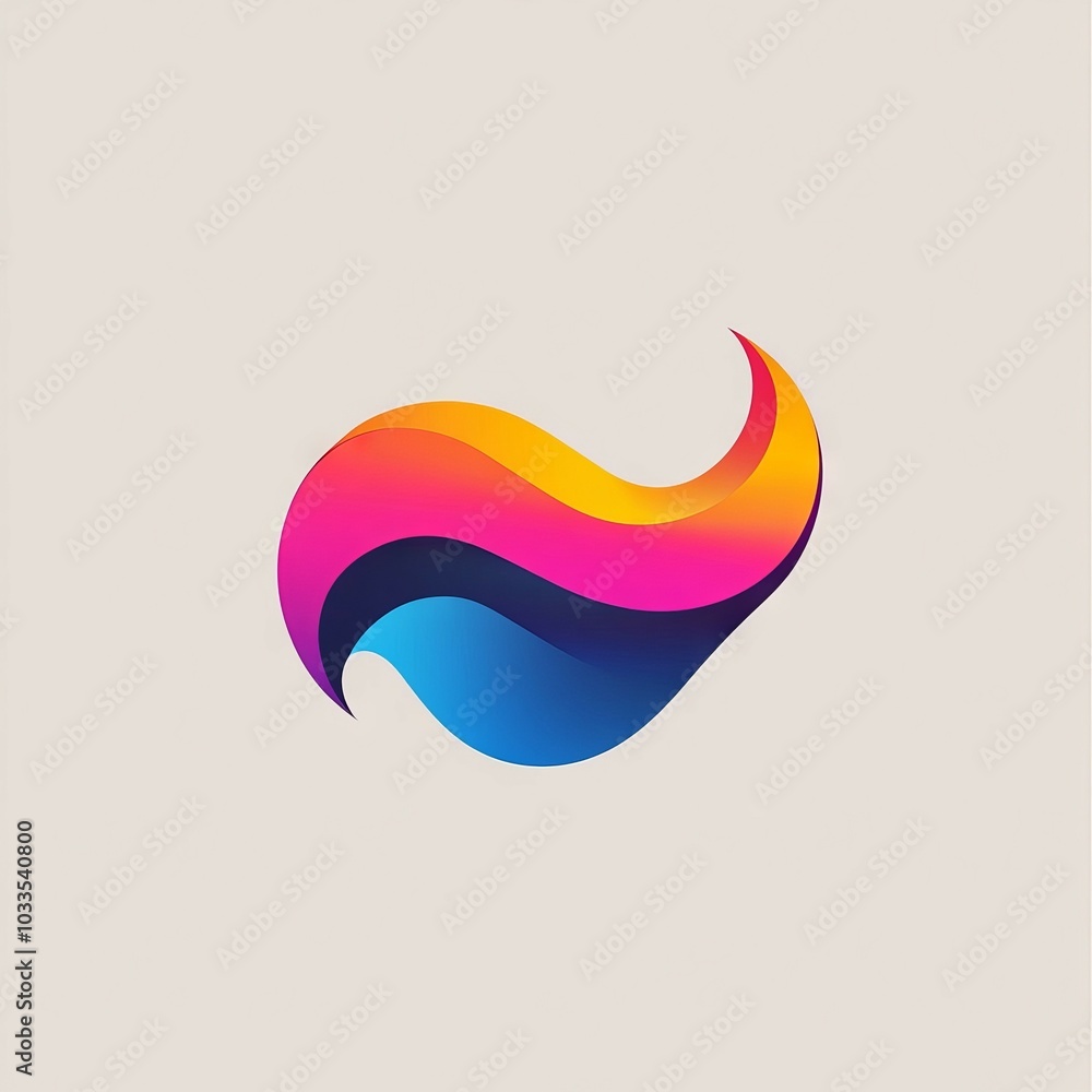 Poster colorful abstract wave logo. abstract logo design with a dynamic wave shape in vibrant colors. perfe