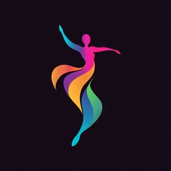 Obraz premium Colorful dance silhouette. Abstract design of a vibrant female dancer silhouette, symbolizing freedom, creativity, and movement.