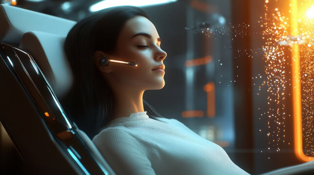 Futuristic ai-enhanced skincare ritual with advanced technology and smart cosmetics