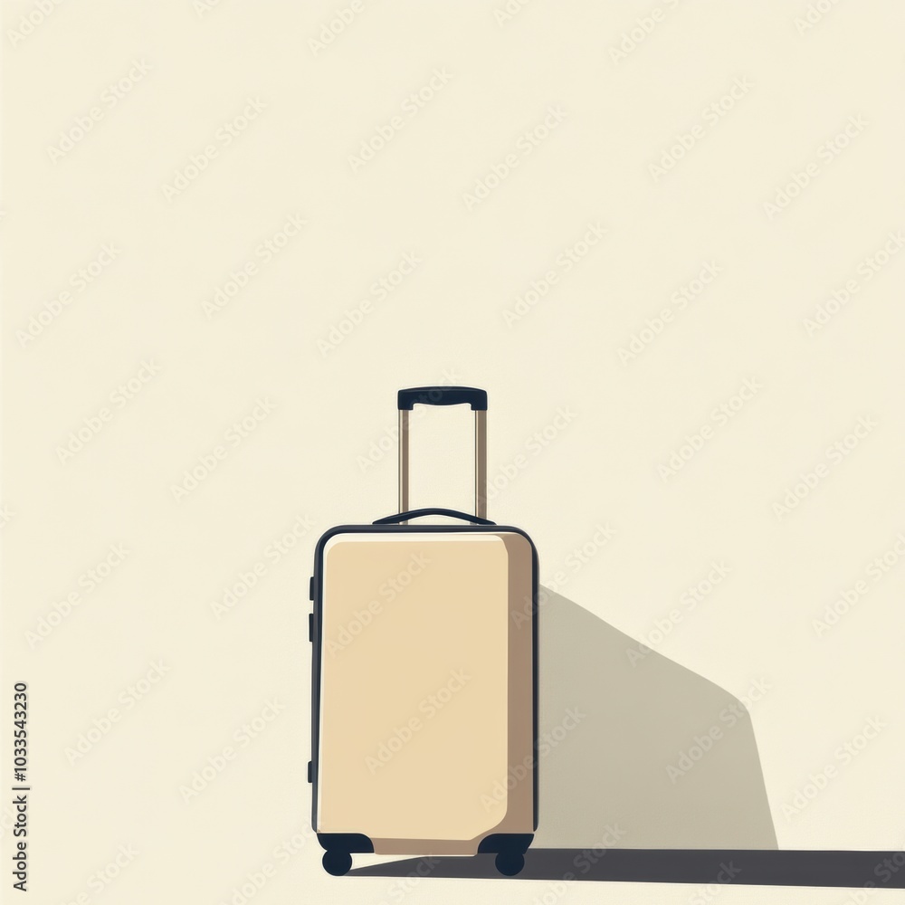 Poster this illustration presents a stylish suitcase with a handle, set clearly against a minimalist backgr