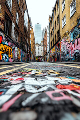 Obraz premium Colorful graffiti in urban alleyway