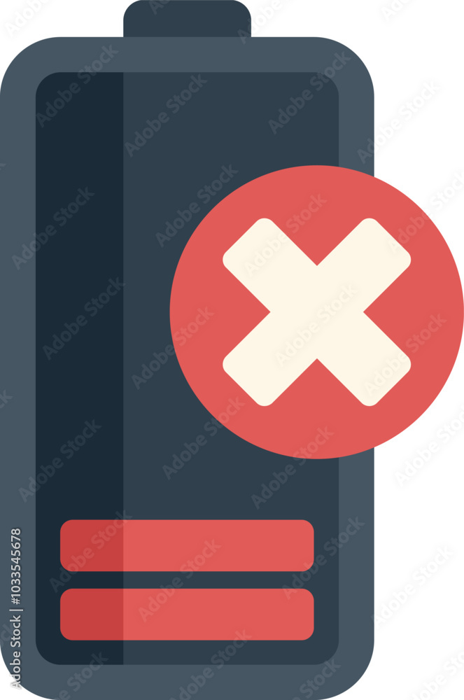Poster battery icon is showing error while charging a smartphone with a cross symbol on it