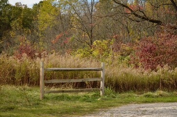 fence section barrier autumn scene park
