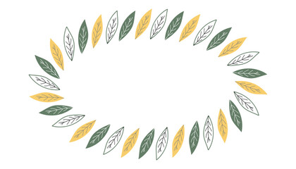 Obraz premium leaves. a frame made of leaves. beautiful frame. a template for creating postcards. vector. doodle drawing. on a white background. a set of leaves. maple tree.