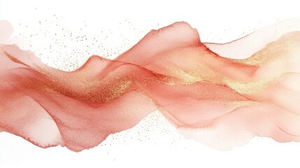 Fototapeta premium Abstract gold & coral art. Abstract art with flowing coral and gold colors, symbolizing movement, luxury, and elegance.
