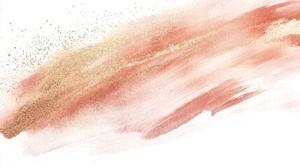 Fototapeta premium Rose gold glitter abstract. A delicate brushstroke of rose gold with shimmery glitter accents, perfect for elegant design projects.