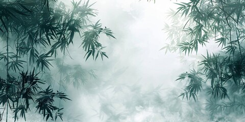 A serene background featuring a lush bamboo forest, with vibrant green bamboo stalks and delicate leaves creating a tranquil atmosphere. The image captures the essence of nature's beauty and simplicit