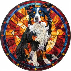 Exquisite Stained Glass Artwork of Border Collie