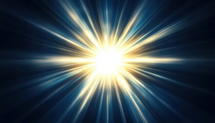 Fototapeta premium A radiant burst of light in the center of a dark background, with beams spreading out in all directions, symbolizing hope
