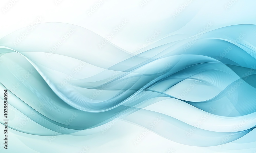 Poster elegant blue abstract waves flow seamlessly, creating a calm and serene background ideal for modern 