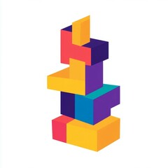 Colorful blocks stacked. Abstract design with stacked colored blocks.  Represents creativity, progress, and building a foundation.