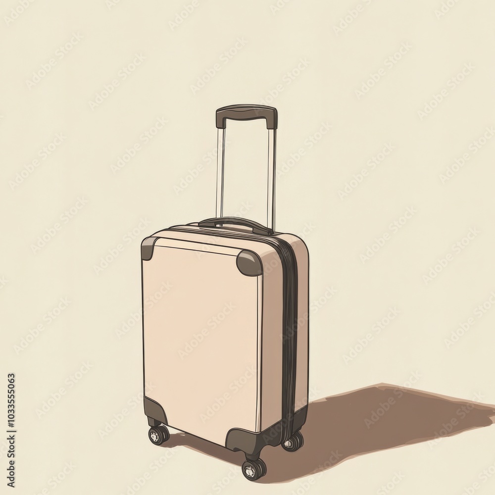 Poster this artwork features a simple yet elegant suitcase designed with clean lines and a stylish handle, 