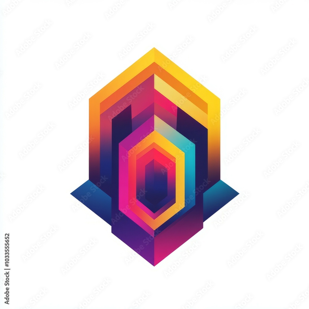 Poster colorful geometric hexagon. abstract geometric hexagon with colorful gradient, perfect for modern de