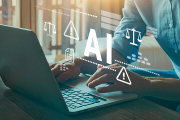 AI legal regulations and laws concept, artificial intelligence ethics standards and policy