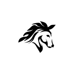 Black horse logo. Horse head vector illustration, suitable for, ornament, logo, icon, mascot, etc.