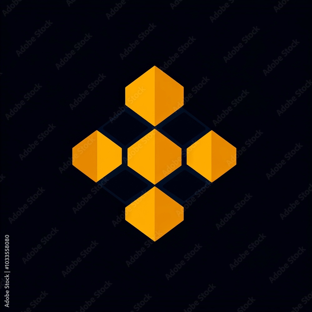 Aufkleber yellow hexagon pattern. abstract geometric design featuring a yellow hexagon pattern on a black back