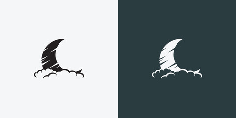 Moon logo design template. Crescent moon logo.