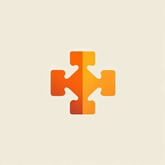 Obraz premium Abstract puzzle logo. Orange and yellow abstract logo design, representing unity, connection, and collaboration.