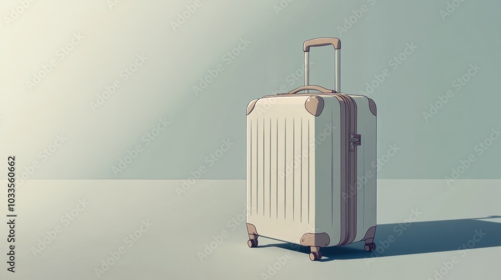 Poster this artwork features a simplistic suitcase with sharp lines, emphasizing the beauty of modern trave