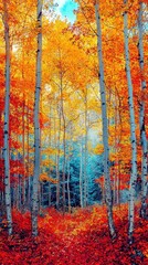 Obraz premium Captivating Autumn Forest with Vibrant Colorful Leaves