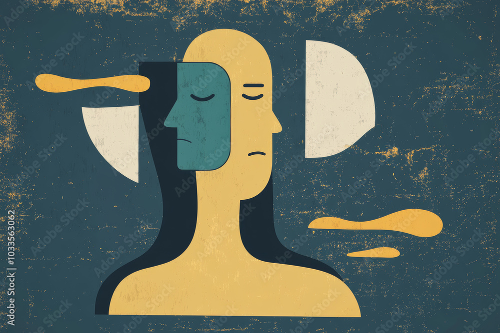Poster Abstract representation of self-reflection and inner thoughts during a quiet moment of introspection