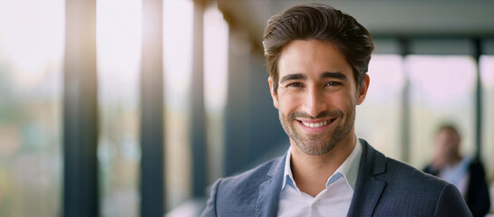 Young Smiling Business Professional in Modern Office