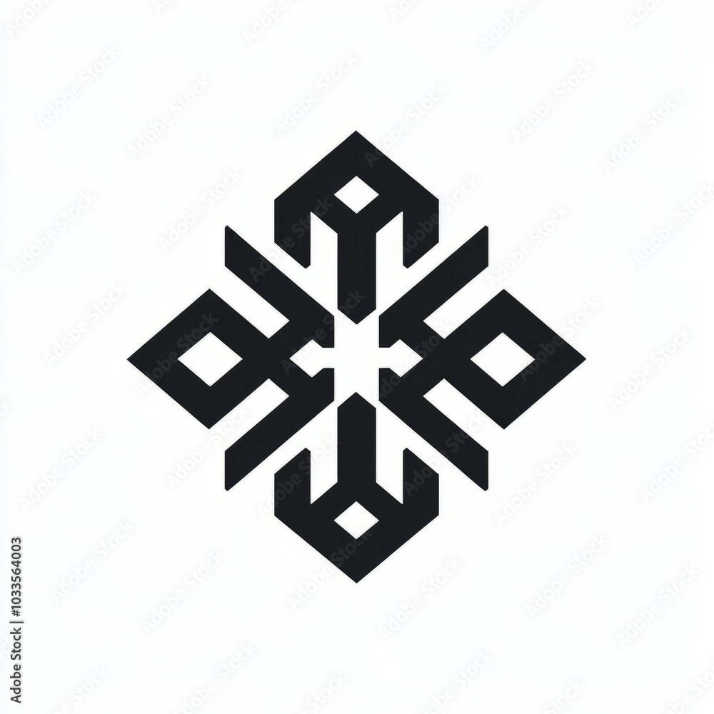 Aufkleber geometric star pattern. black and white geometric star design. represents unity, connection and comp