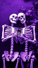 Two body bone taking a selfie together purple representation celebration.