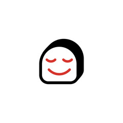 Cartoon sushi roll icon with face. Vector illustration on a white background.