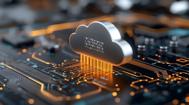 Encrypted data flowing through secure pipelines into cloud based storage systems symbolizing secure access control and business intelligence capabilities