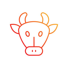 Cow gradient icon with white background vector stock illustration