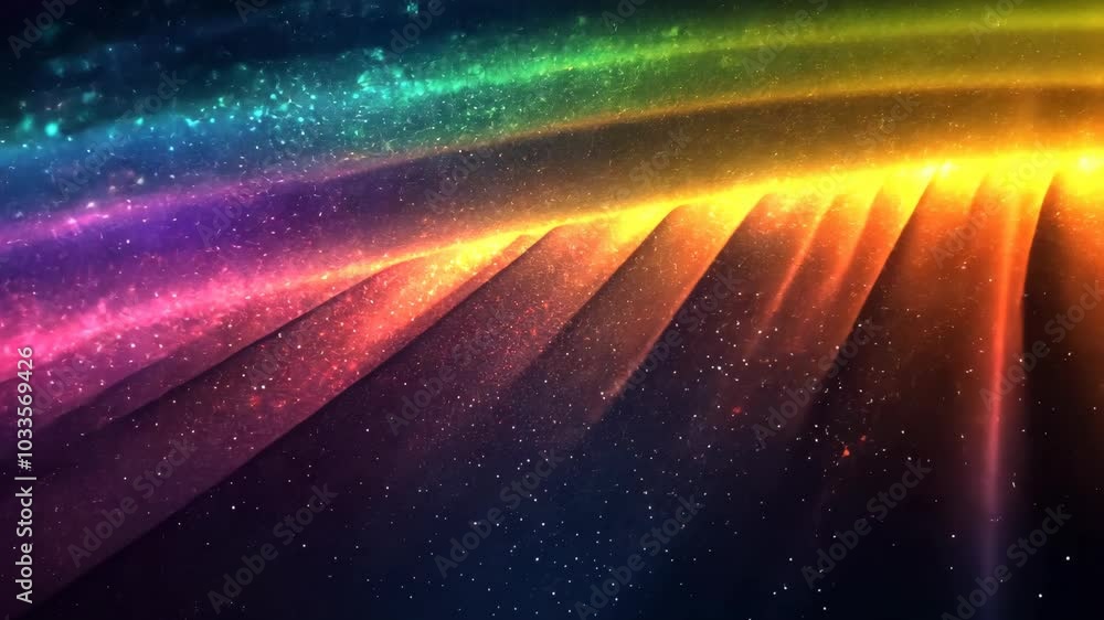 Wall mural a colorful rainbow shines bright in a dark, starry sky