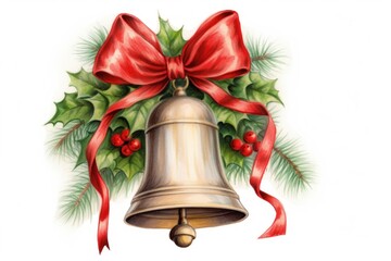 Christmas bell ribbon paper red.