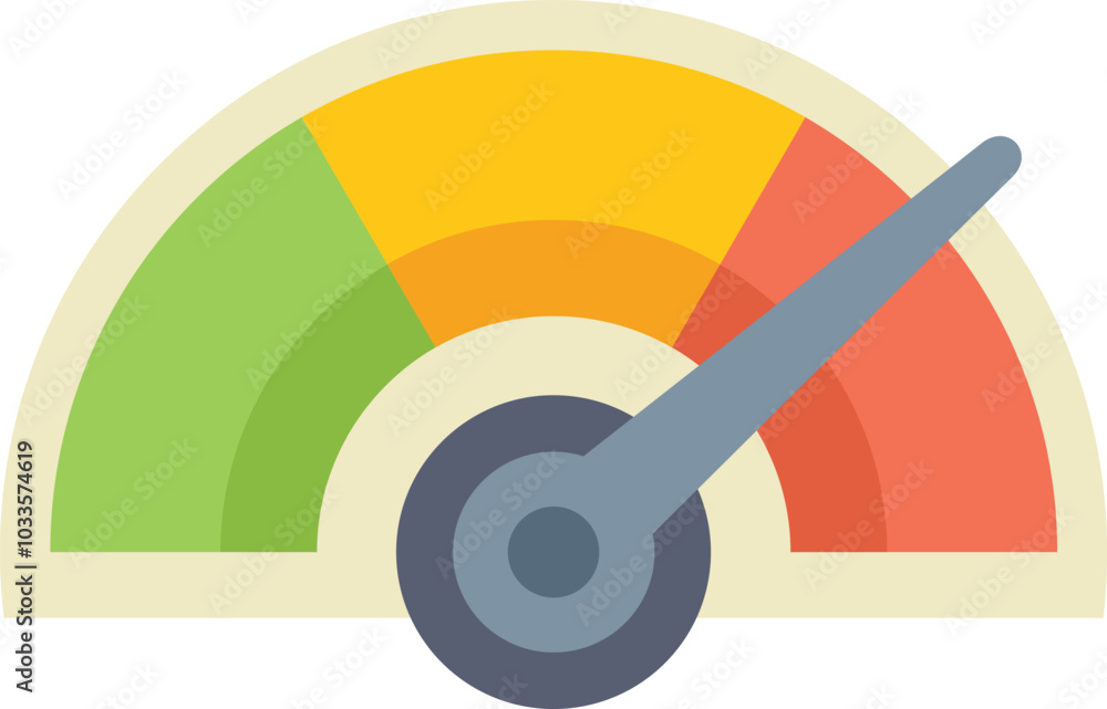 Poster speedometer gauge is indicating an increasing performance or efficiency level