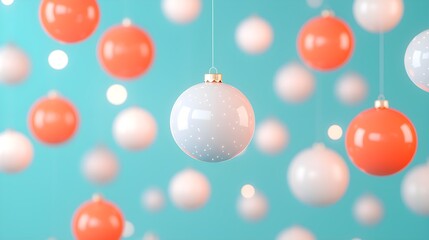 Festive holiday ornaments against a vibrant background