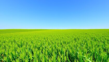 Obraz premium Lush Green Field Under Clear Blue Sky