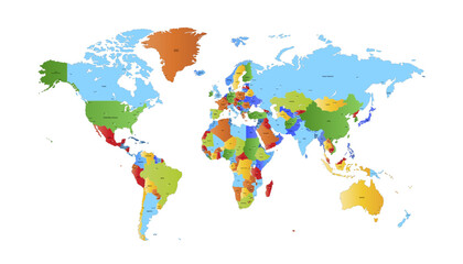 Fototapeta premium World map. Color modern vector map. Silhouette map