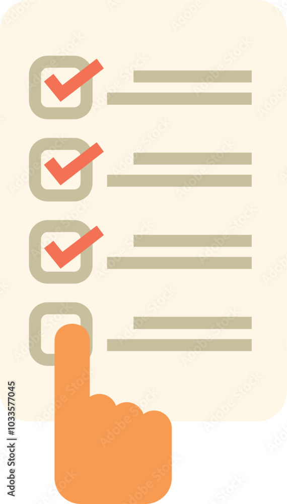 Poster hand is checking off items on a to do list with red checkmarks