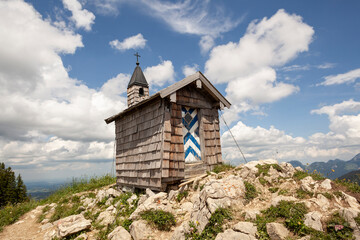 Chapel Freudenreich at Brecherspitze mountain, Bavaria, Germany in summertime