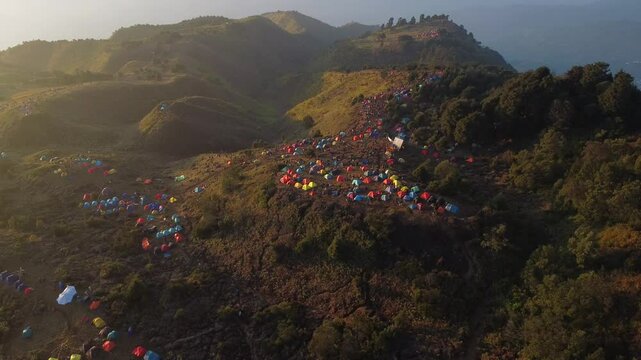 sunrise over the mountains Prau, Indonesia, Central Java