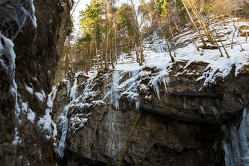 Partnachklamm or Partnach gorge in wintertime