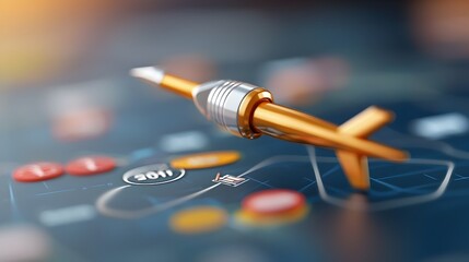 A large arrow piercing through a map of global financial markets