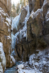 Partnachklamm or Partnach gorge in wintertime