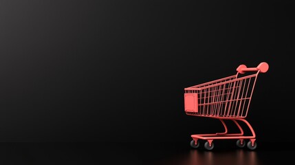 A vibrant red shopping cart stands against a dark background, emphasizing its design and usability in retail environments.