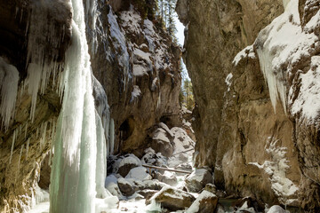 Partnachklamm or Partnach gorge in wintertime