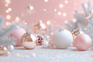 Christmas background in 3d style on pastel colors