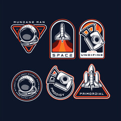 Space Travel set illustration logo or emblem